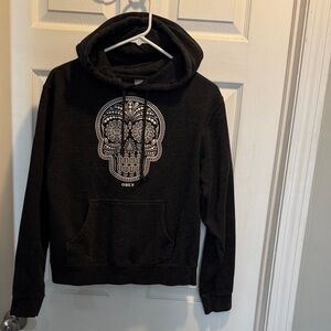 Obey Black Hoodie with Sugar Skull Design